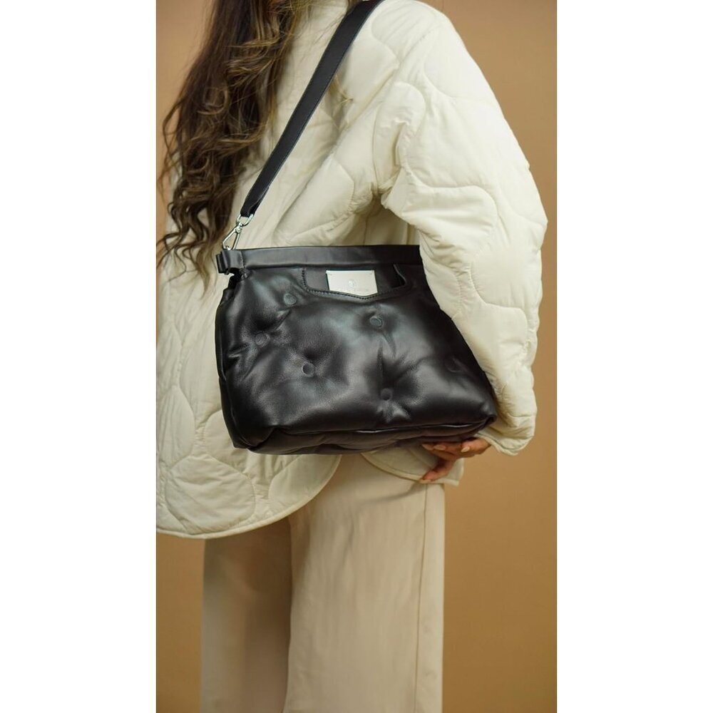 Italian Leather Tote Bag Women's Crossbody Detachable Strap Zipper Compact - Picture 7 of 7